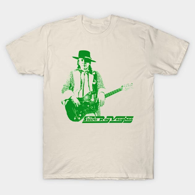 Stevie Ray Vaughan - Green T-Shirt by MonkeyKing